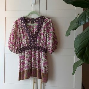 100% Silk Anthro Fei Top